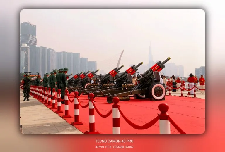 Ngắm nhìn dàn pháo lễ tại bờ sông Bạch Đằng nhân ngày đại lễ qua camera TECNO CAMON 40 PRO