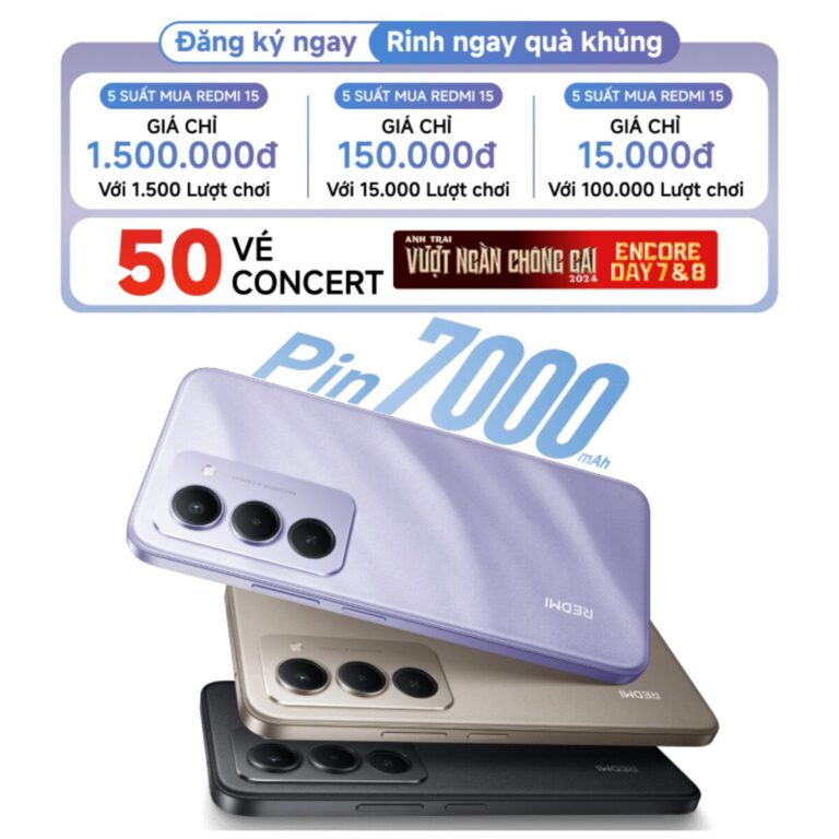 Redmi 15 với siêu pin Silicon-Carbon 7000mAh sắp ra mắt, mang đến cơ hội sở hữu vé concert “Anh Trai Vượt Ngàn Chông Gai”